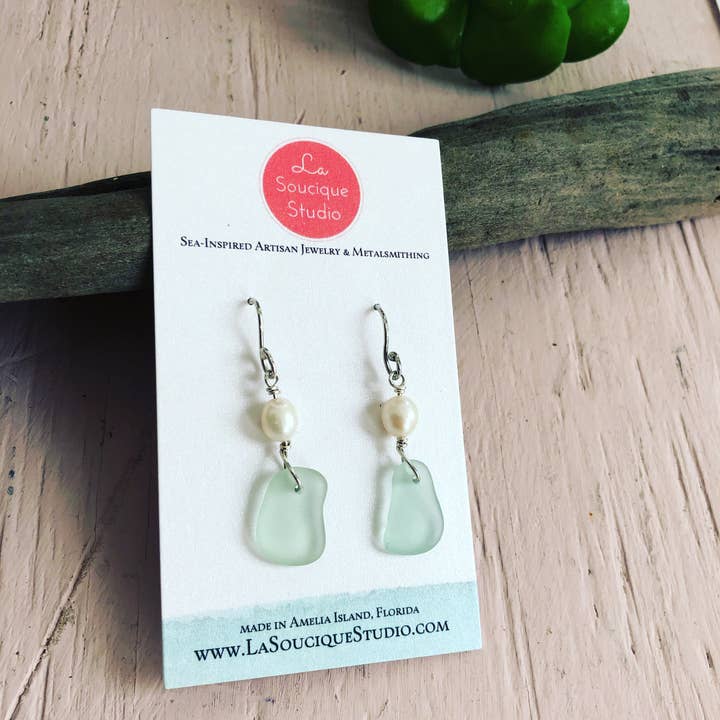 La Soucique Studio Metalsmithing - Wholesale Dangle Earrings - Perelle Sea and Pearl Earrings1