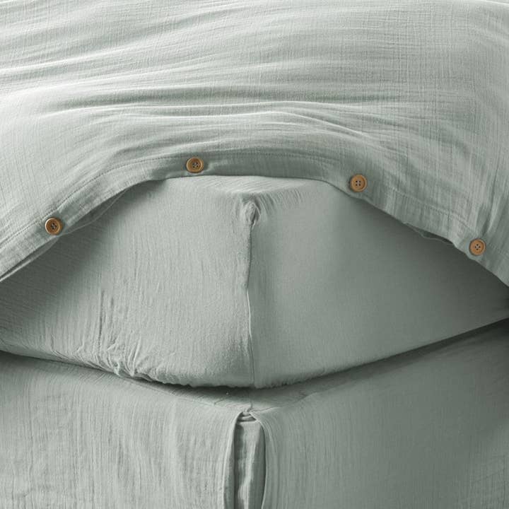 Fitted sheet 200x200 cm Cotton Gauze Eucalyptus for wholesale by Housse De Rêve