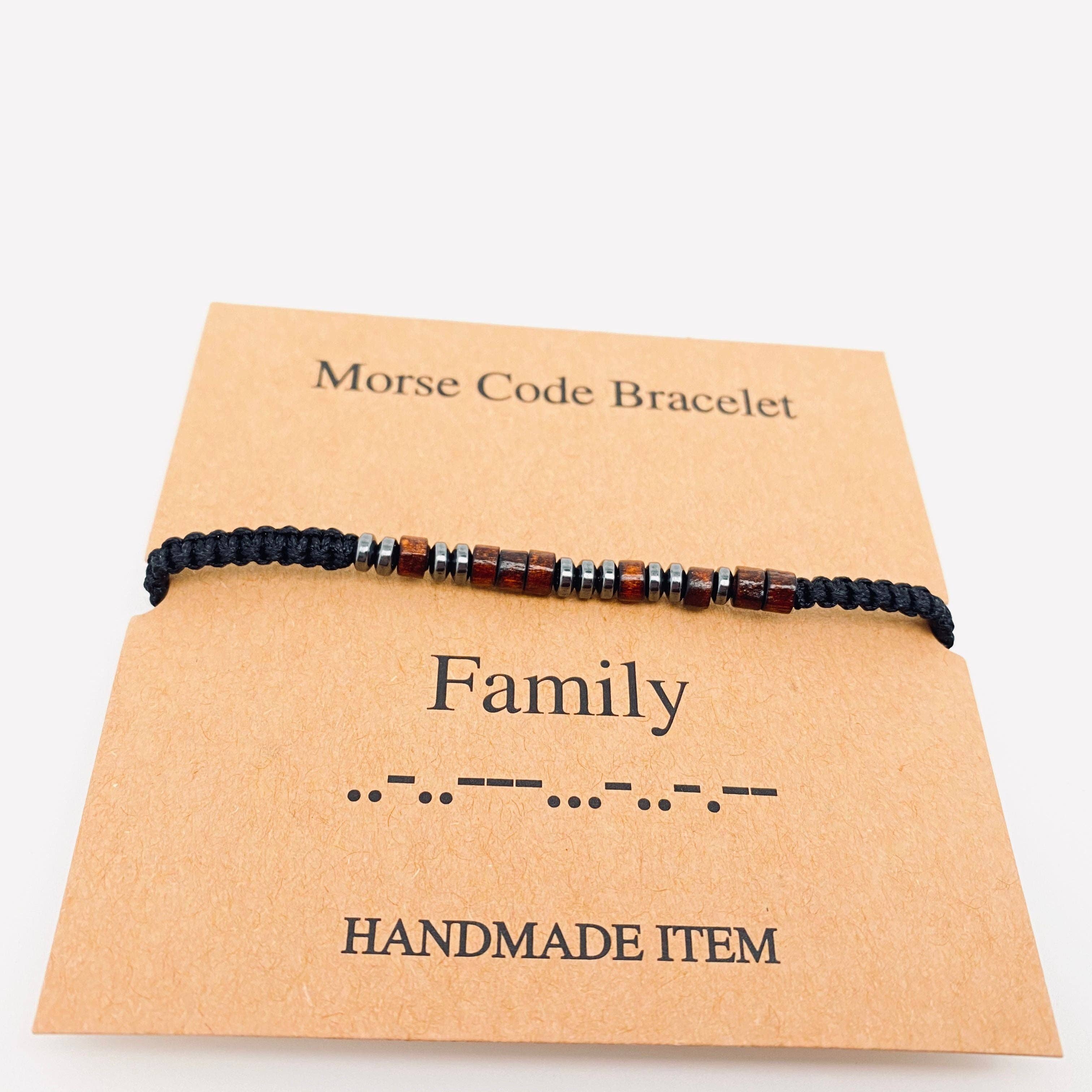 Mio Queena - Wholesale Woven/Braided Bracelet - Multi-style Hand-woven Wood Bead Morse Code Bracelet31