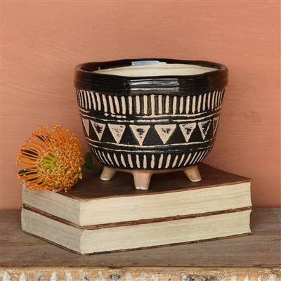 HomArt - Wholesale Decorative Plate/Dish/Bowl - Apache Print Bowl, Ceramic - Lrg - Black & Natural2