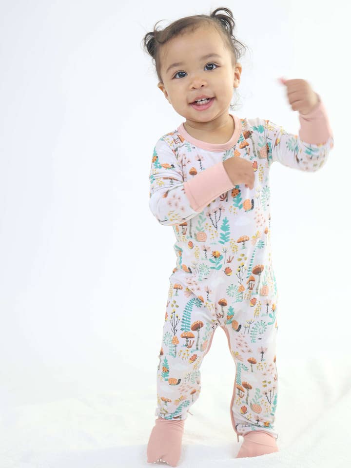 Bamboo Crescent Zipp Jammies - Fern for wholesale by Rainn
