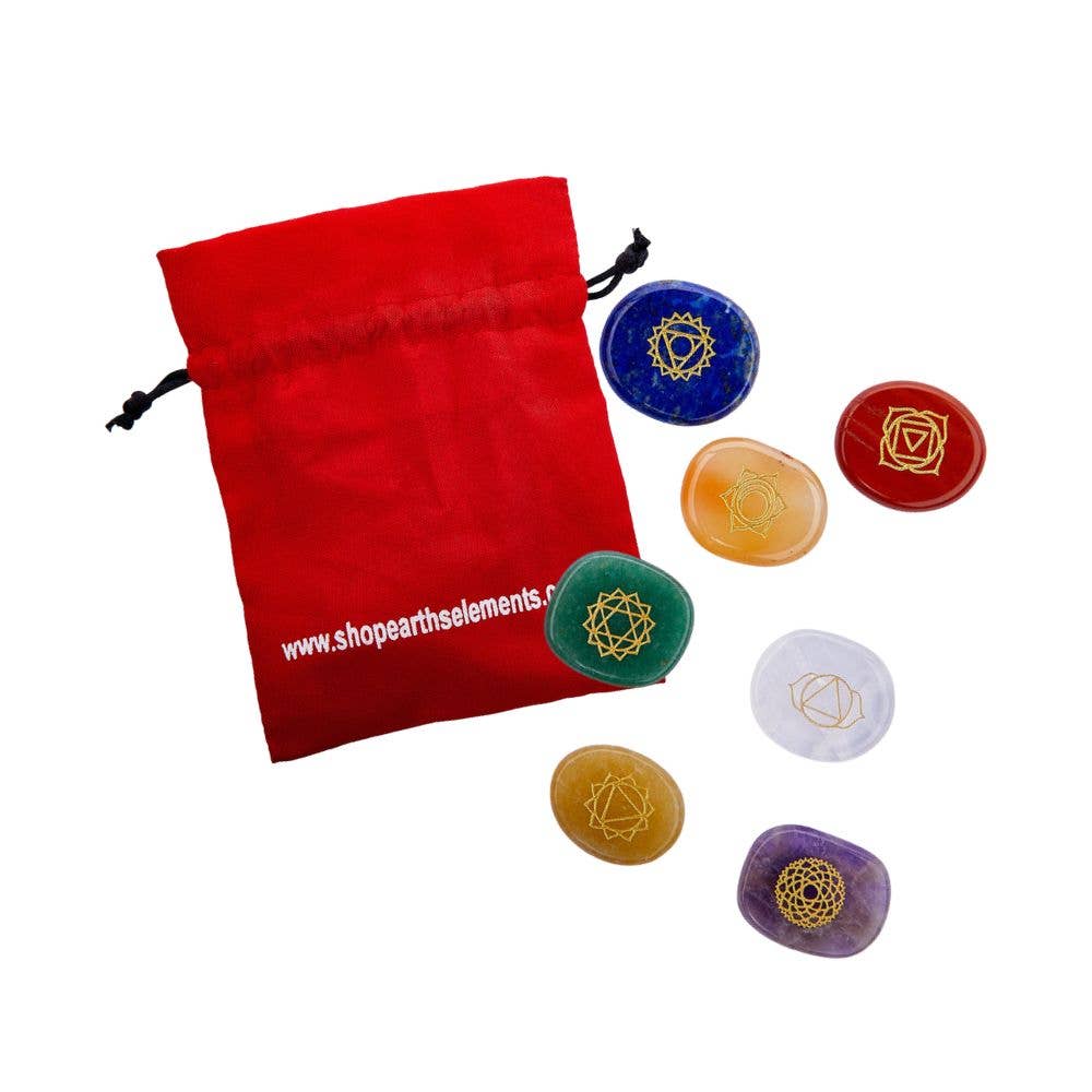 Earths Elements Wholesale - Wholesale Spiritual Stone/Crystal - Engraved Crystal Chakra Set1