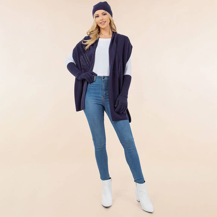 Sensibling Corp. – Conjunto de acessórios de inverno – Mulher por atacado – Conjunto de 3 Peças - Gorro, Cachecol e Luvas de Inverno Sólidos49