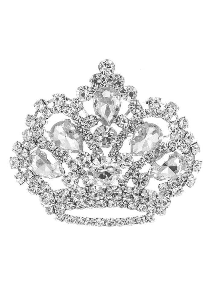 SILVER RHINESTONE MIXED SHAPE CROWN BROOCH for wholesale on Faire0