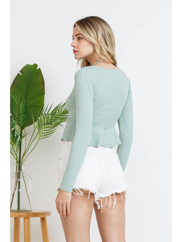 Blue B - Wholesale Knit Top - Women's - 71073T - Brushed Yummy Rib Tunnel Tie Long Peplum Top12