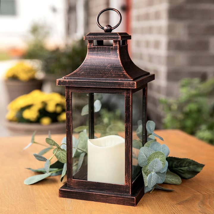Kate Aspen - Wholesale Lantern - LED Vintage Decorative Copper Lantern - Hampton