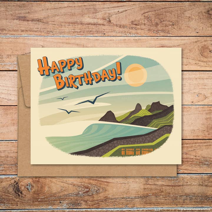Big Wave Birthday Card for wholesale by Aaron Joseph Studios