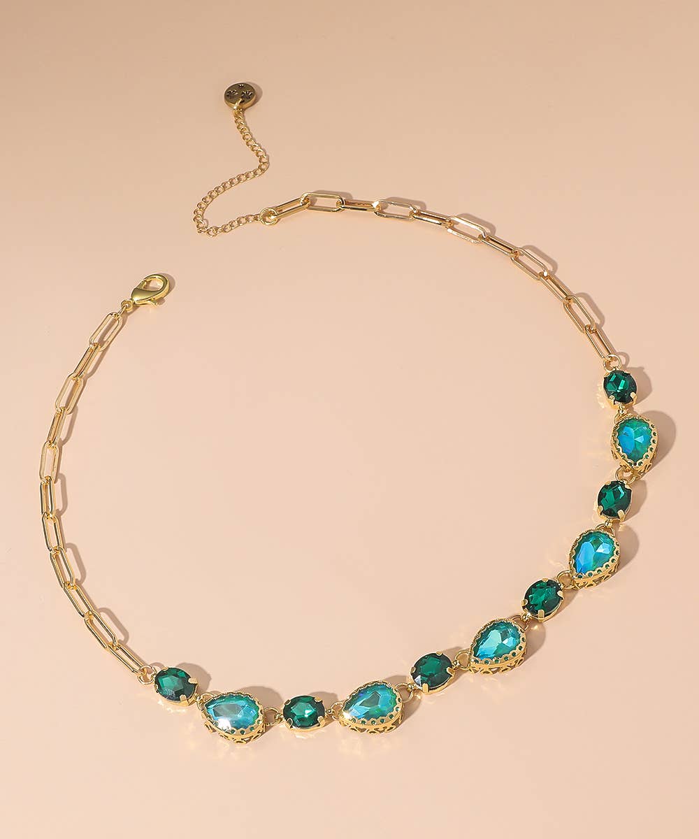 Blossom bijoux - Wholesale Halskettinghanger - Blossom bijoux ketting met kristal- en gouden metalen strass steentjes 25AHCC2032