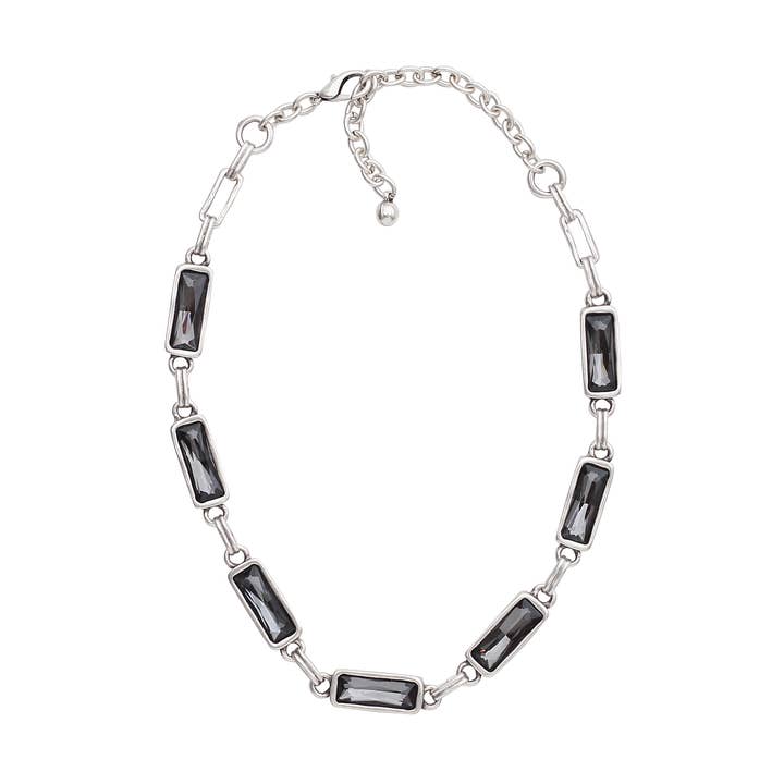 Handmade Smoky Crystal Pewter Necklace - 3908 for wholesale by Chanour