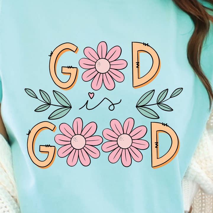 Deus é Bom Transferência Floral a Cores Completas por atacado de RBA Transfers