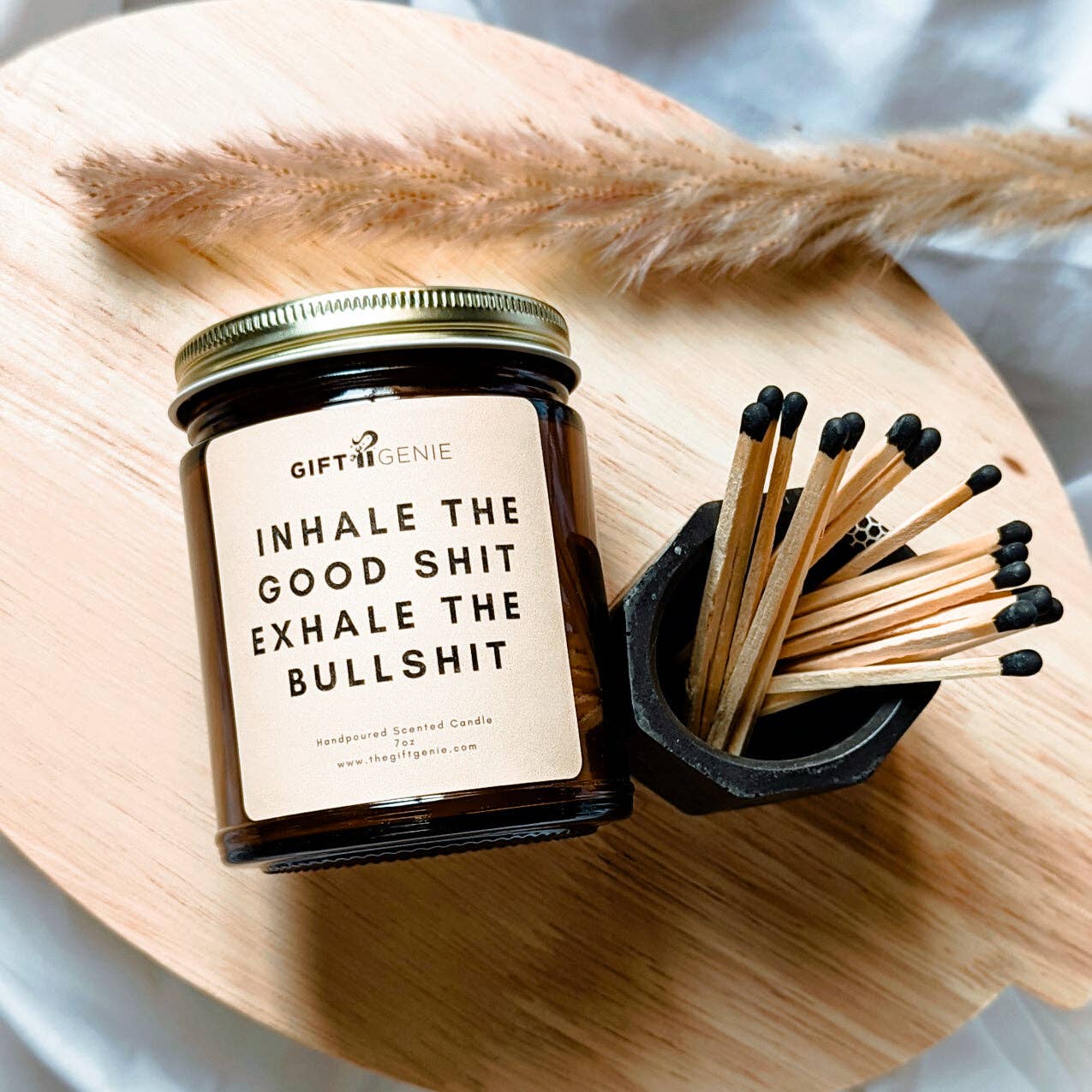 The Gift Genie LLC – wholesale Jar/filled candle – Inhale The Good Shit, Exhale The Bullshit - Candle1