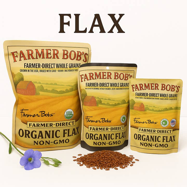 USDA Organic Flax Seed Non-GMO Farmer Bob's Farmer-Direct for wholesale by Princeton Popcorn Company, LLC