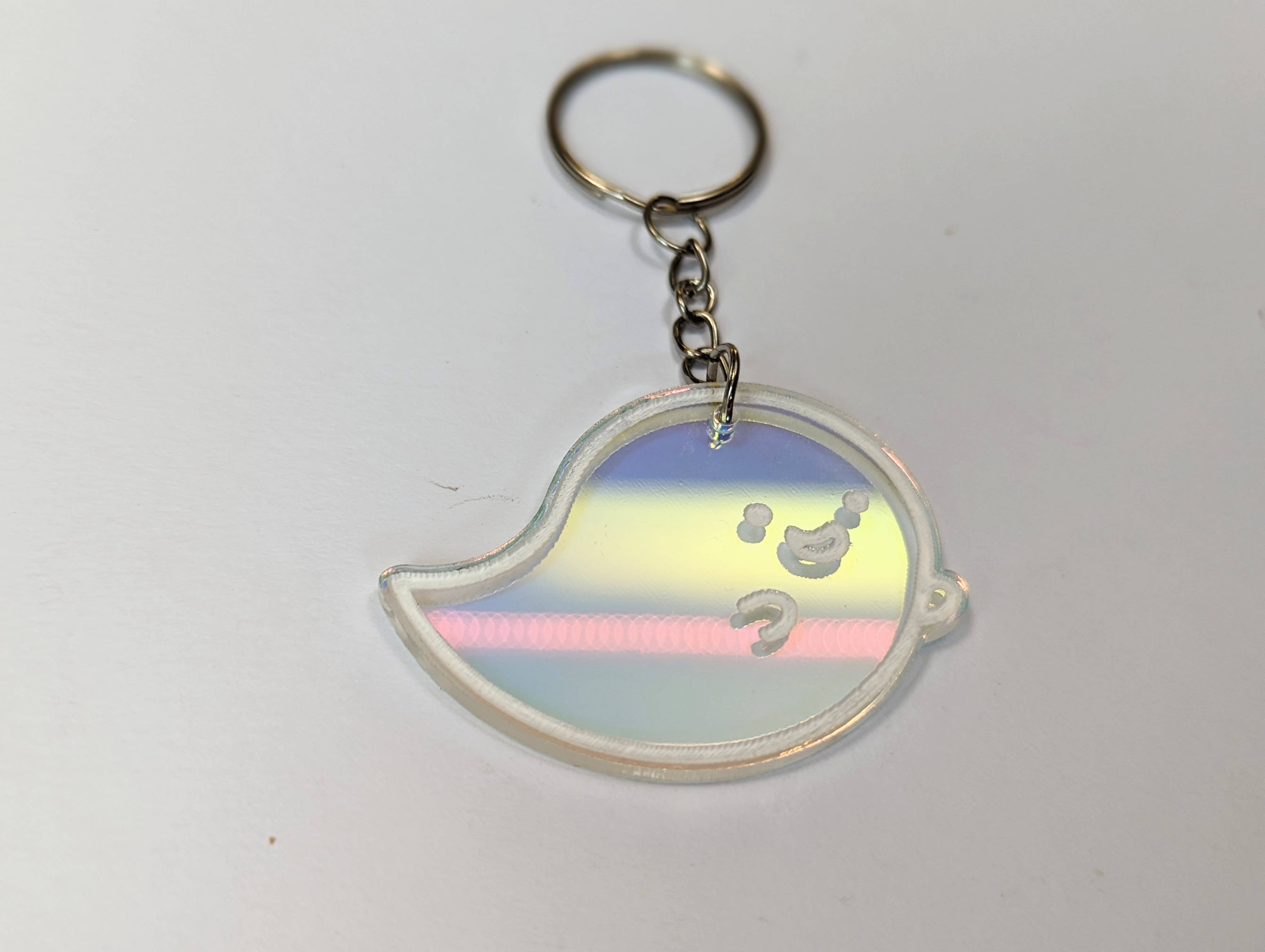 Chikai Shop – wholesale Keychain – Women's – Halloween Ghost keychain on iridescent translucent acrylic3
