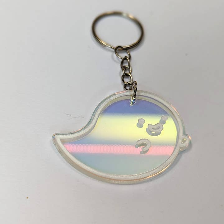 Chikai Shop – wholesale Keychain – Women's – Halloween Ghost keychain on iridescent translucent acrylic3