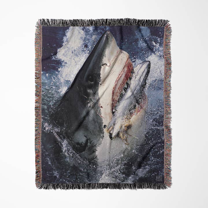 3dRose - Wholesale Throw Blanket - 3dRose, Great White Shark, Blanket0