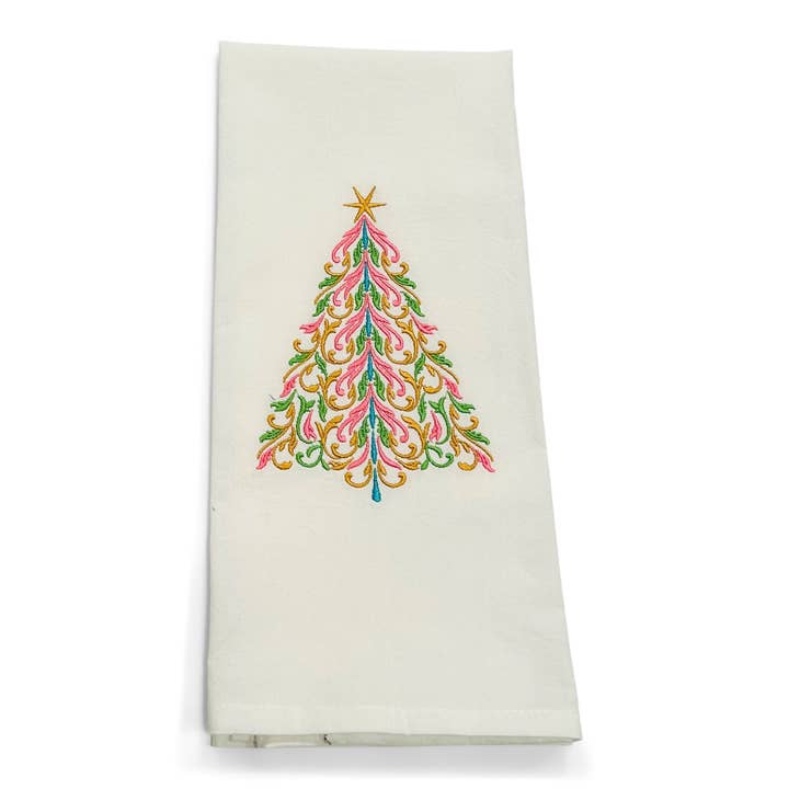 Towel - Jeweled Filigree Tree on white for wholesale by Vibrantly Blue