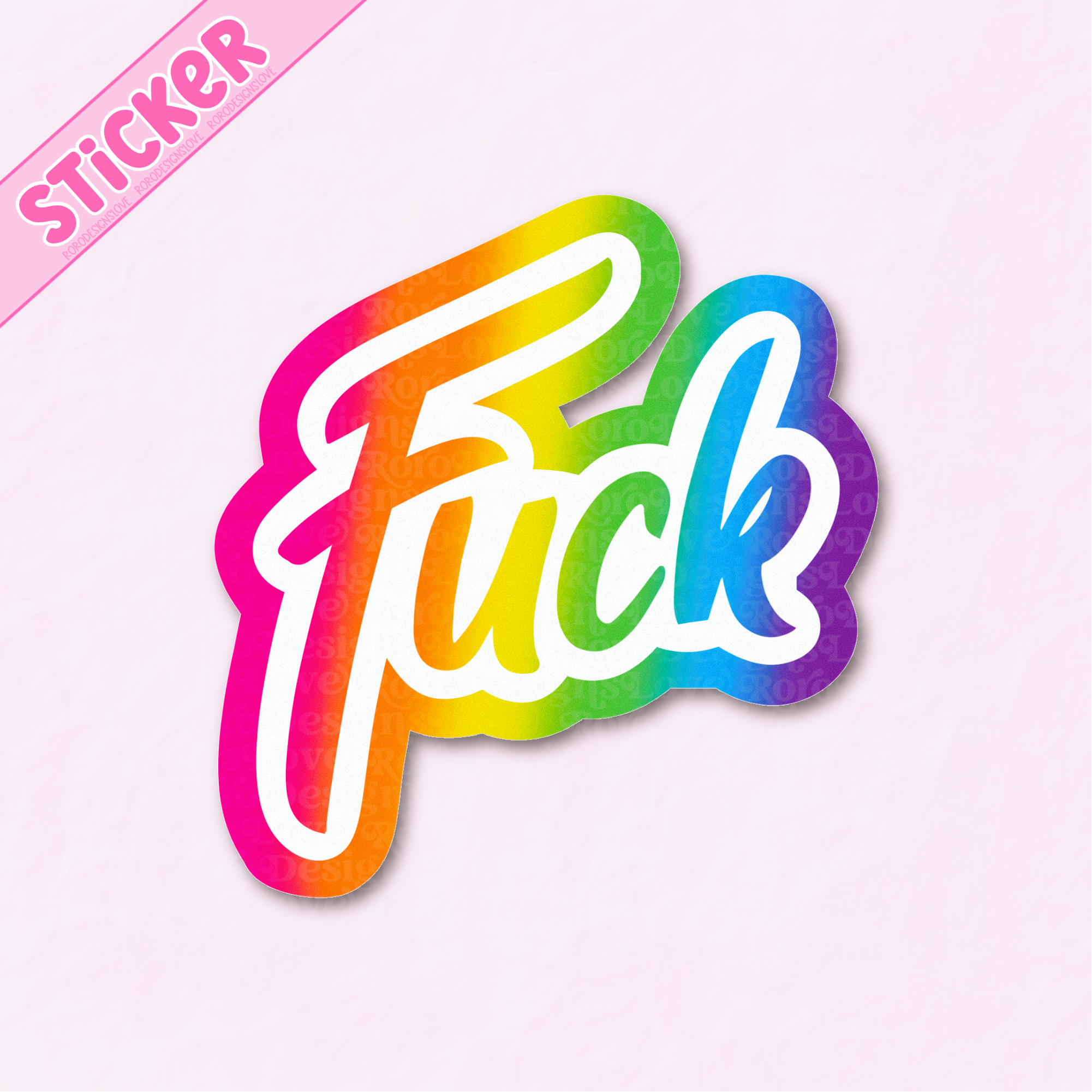RoroDesignsLove - Wholesale Sticker - Y2K rainbow fuck sticker for water bottle, 90s inspired4