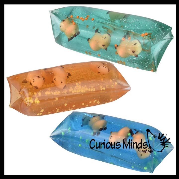 Curious Minds Toys - Vente Jouet mou – enfant et bébé - 1 jouet anti-stress en forme de serpent en tube rempli d'eau, un Capybara géant :7