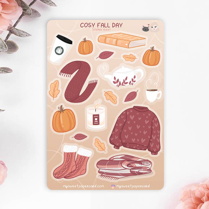 Adesivi autunnali accoglienti per planner e bullet journal per la vendita all'ingrosso da parte di My Sweet Paper Card