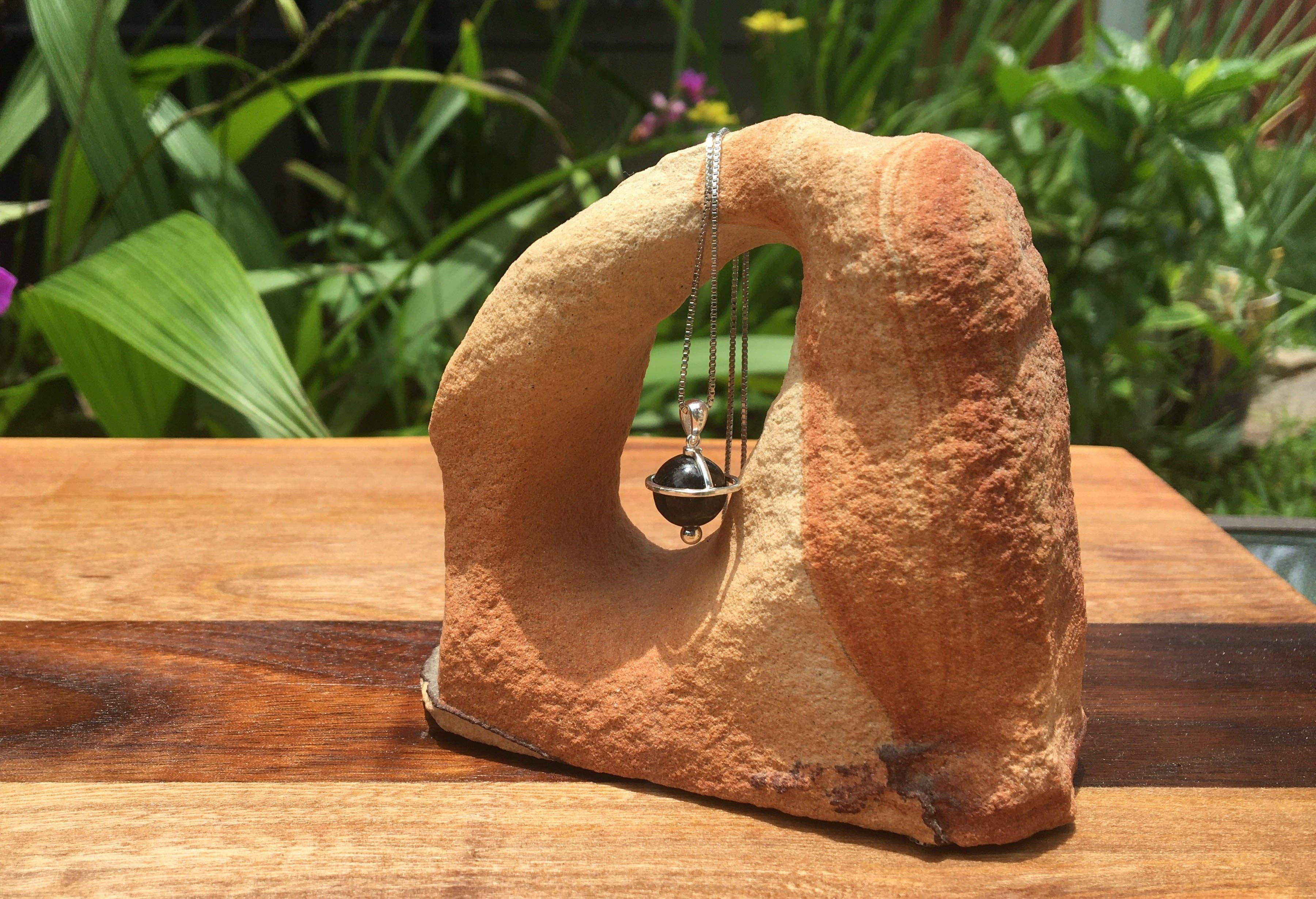 Karelia Creations - Wholesale Pendant/Charm Necklace - Shungite Sterling Silver Orbit Pendant and 18-Inch Necklace4