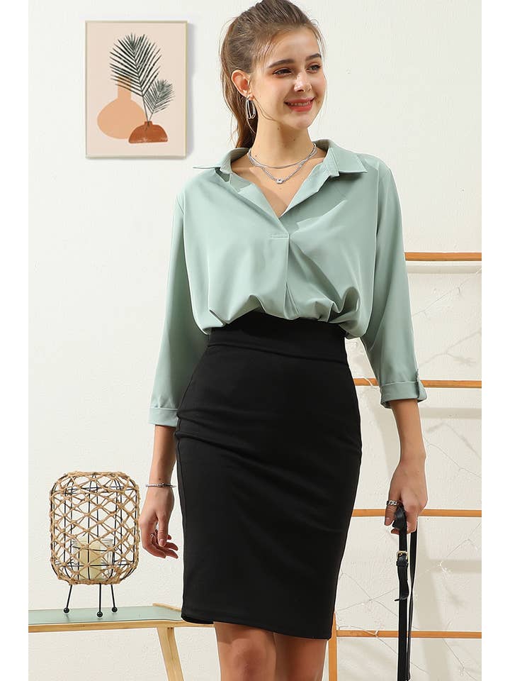 NINEXIS - Wholesale Skirt - Women's - CWBMS072_CAUSAL EASY MIDI OFFICE SKIRTS WITH BACK SLIT7