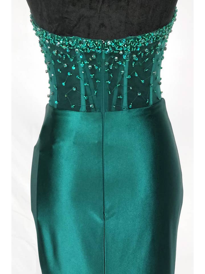 Chicas - Vente Robe de soirée – femme - Robe bustier en satin avec corset à perles et sequins C83122