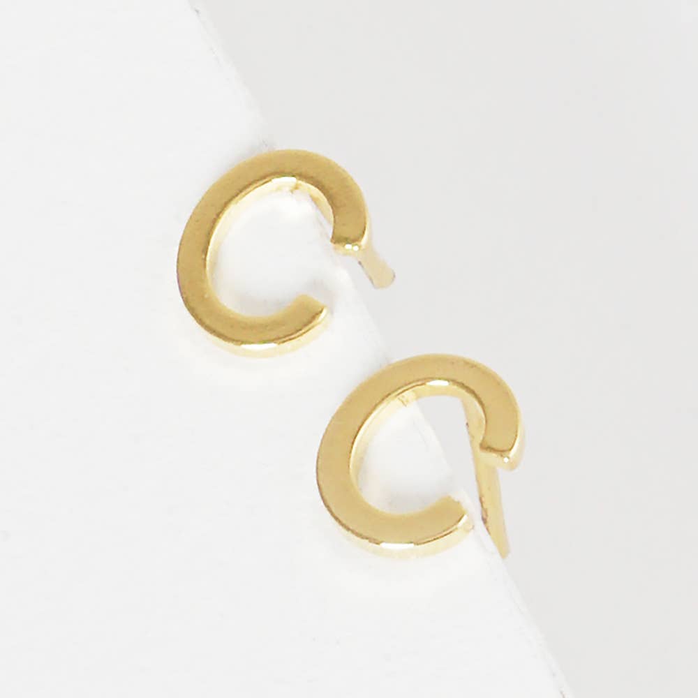 Sensibling Corp. - Wholesale Stud/Post Earrings - Gold Dipped Metal Initial Monogram Stud Earrings72