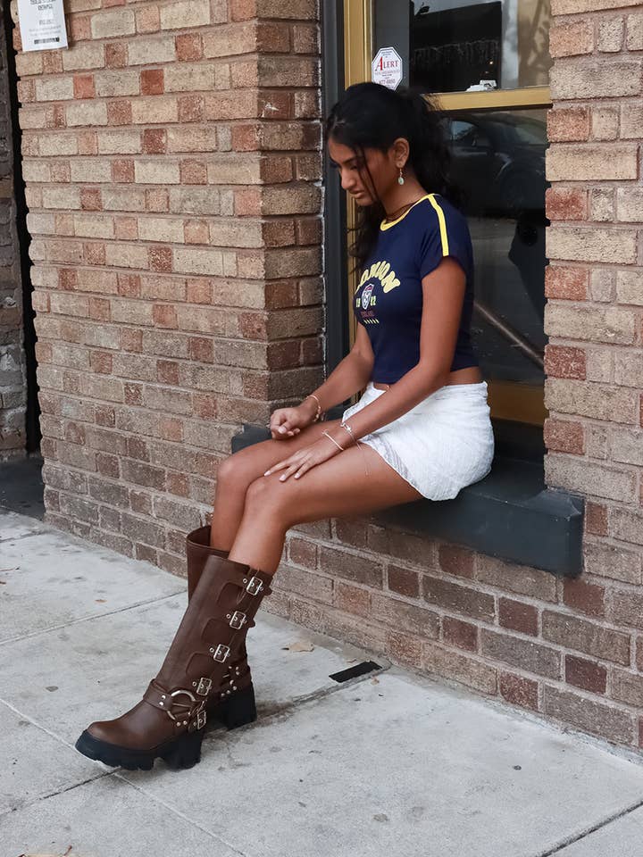 Lemonade Shoes – wholesale Stövlar - Dam – Buckle Up Now - motorcykelstövlar med sidospännen och klumpig sula5