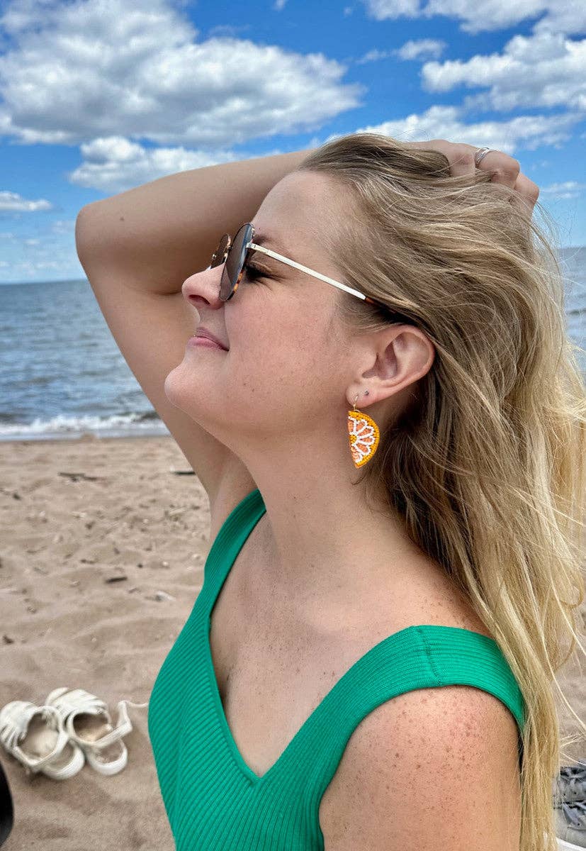 Fair Anita - Wholesale Dangle Earrings - Citrus Fruit Slice Beaded Earrings - Orange or Lime1