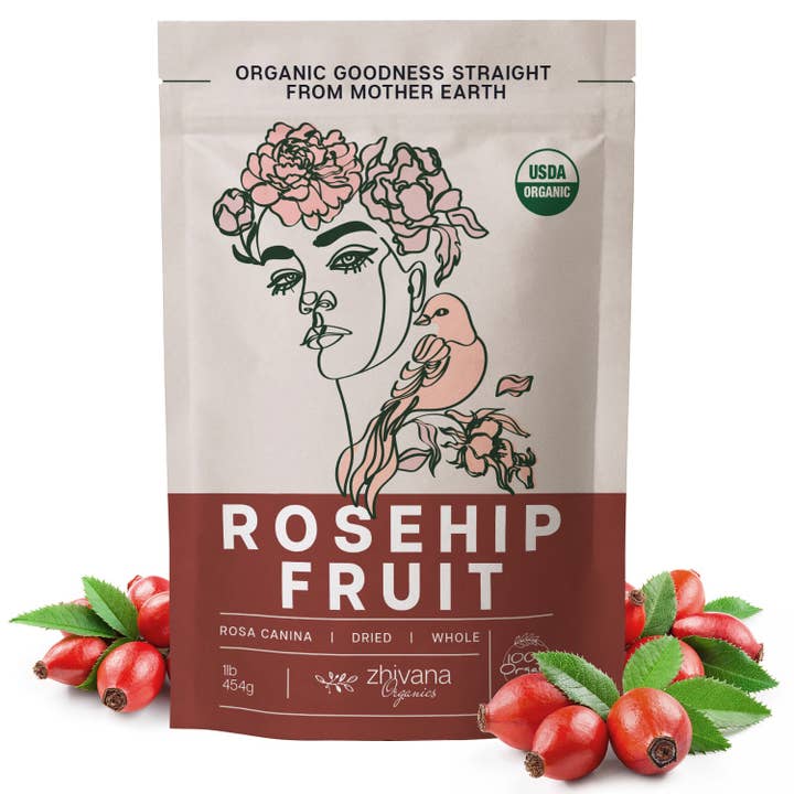 Organic Rosehip Fruit Whole Dried - 1 LB for wholesale by Zhivana Organics