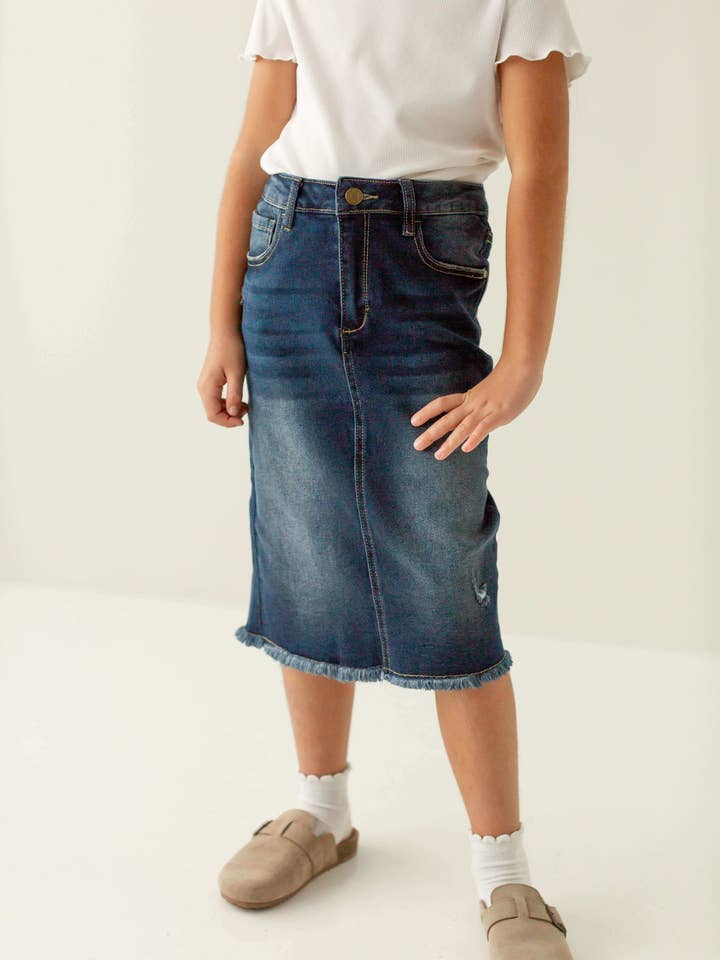 The Main Street Exchange - Wholesale Skirt - Kids - 'Nala' Girl Distressed Denim Skirt1