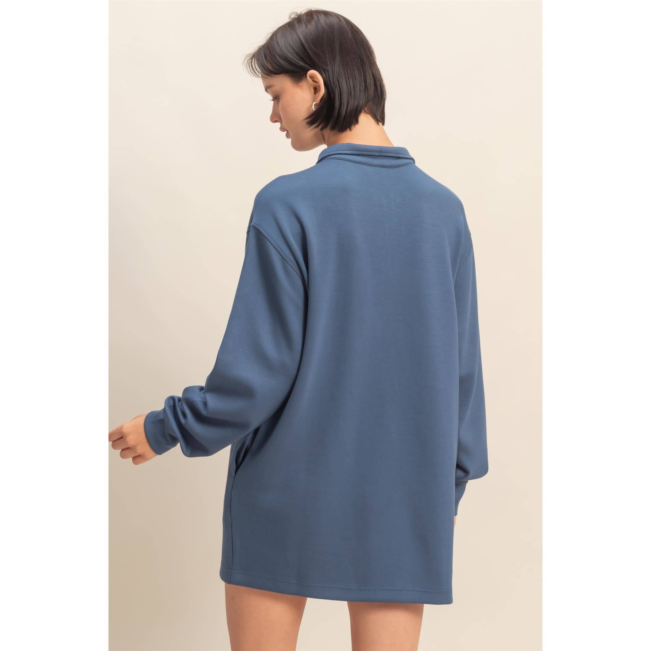 HYFVE - Wholesale Dress - Women's - Double Knit Half Zip Up Long Sleeve Mini Dress10