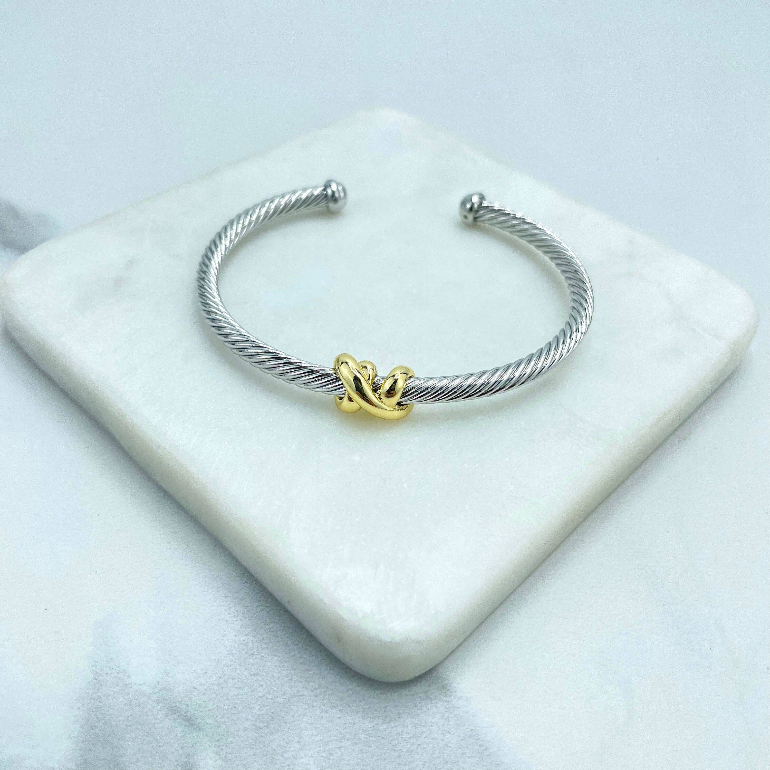 DIJU Jewelry - Wholesale Cuff Bracelet - 18k Gold Filled & Silver Filled Cable Cuff Bracelets1