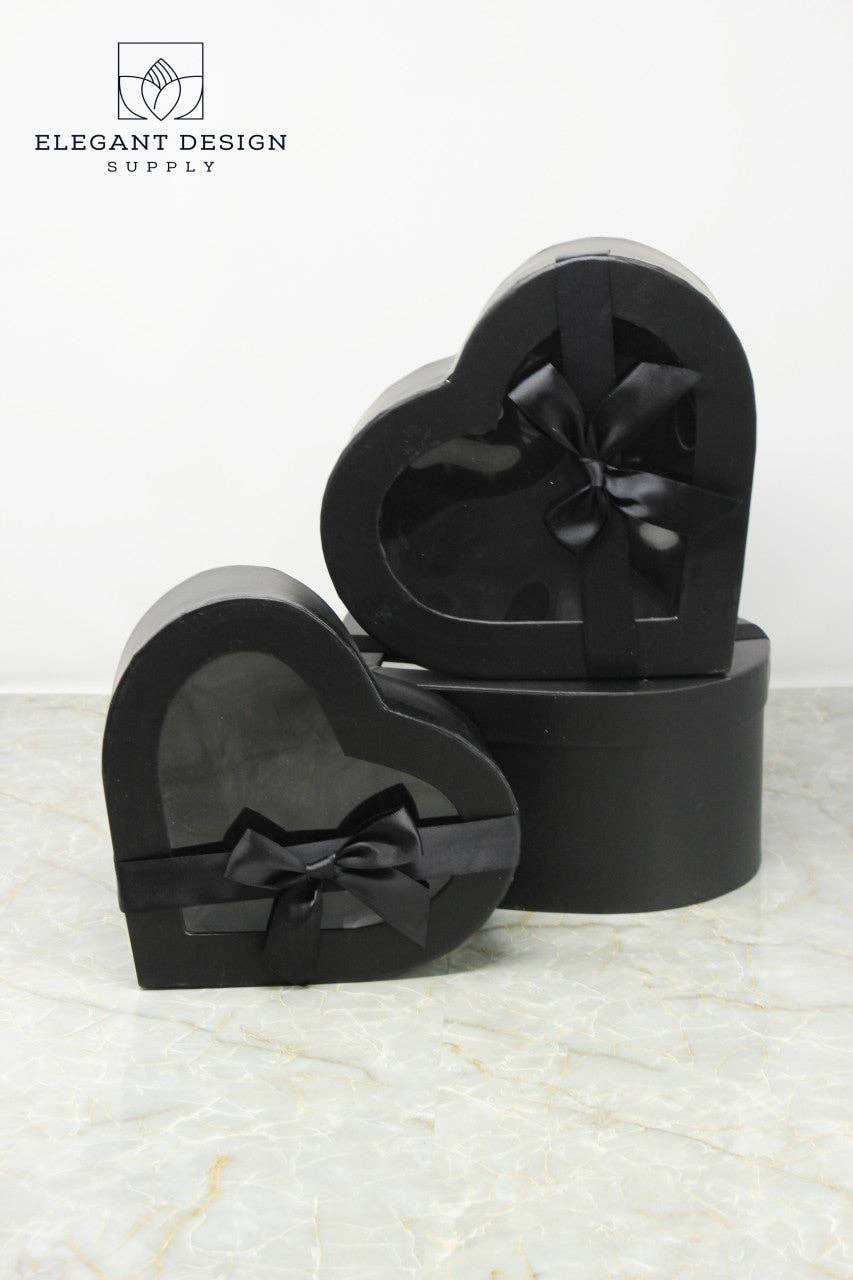 Elegant Design Supply - Wholesale Gift Box - Heart Shape box with Ribbon and Clear Lid19