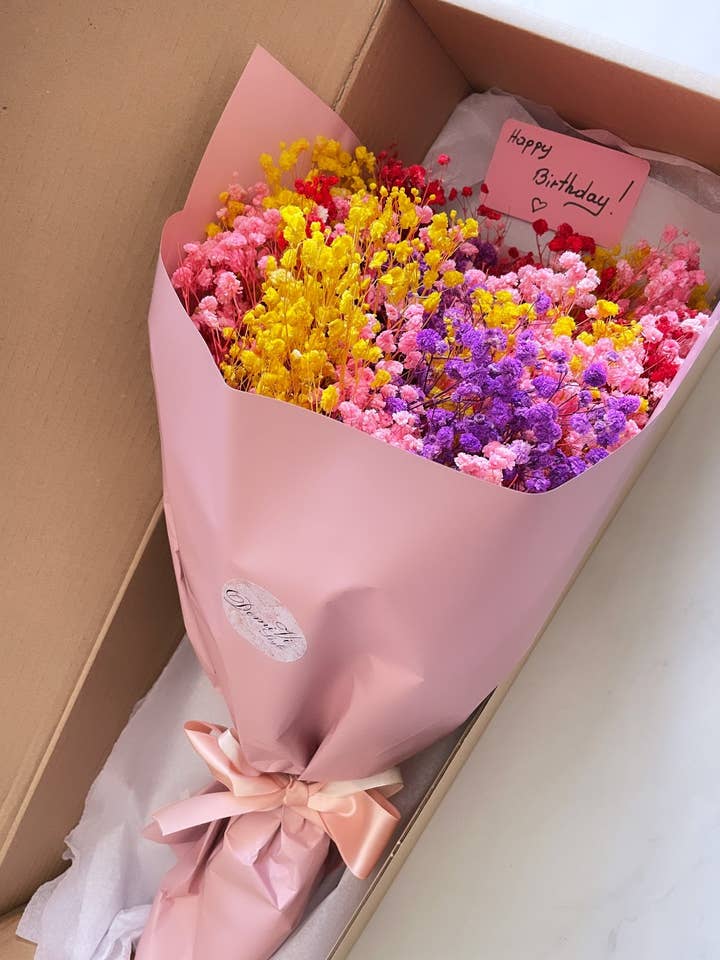 Stor farverig brudeslørbuket/ Babyshower-buket/ Fødselsdagsgave til hende for engroshandel hos DemiVi Style