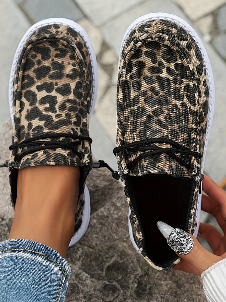 Kira Lace-up Decor Leopard Canvas Shoes for wholesale on Faire1