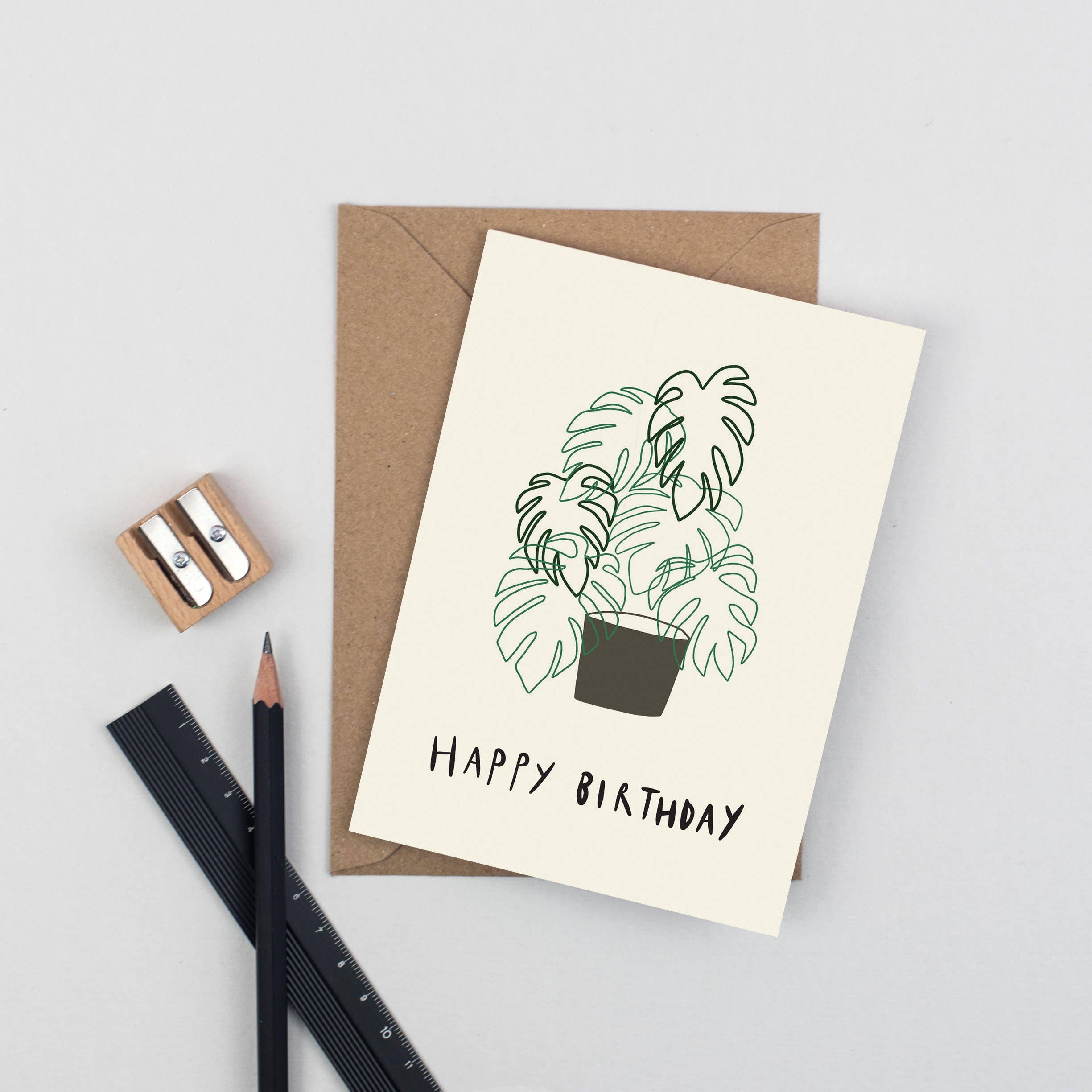 Plewsy - Wholesale Birthday Card - Monstera Birthday Greetings Card1