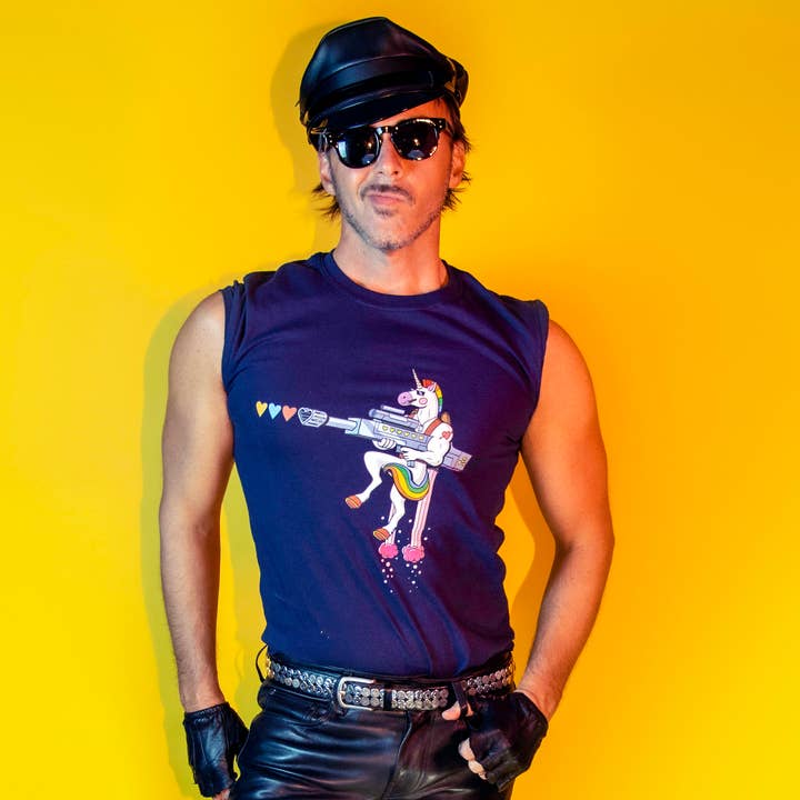 Peachy Kings / Kweer Cards - Wholesale Screen Printed T-Shirt - Unisex - Punk-Rock Rainbow Unicorn T-shirt (Gay, Pride, Queer)