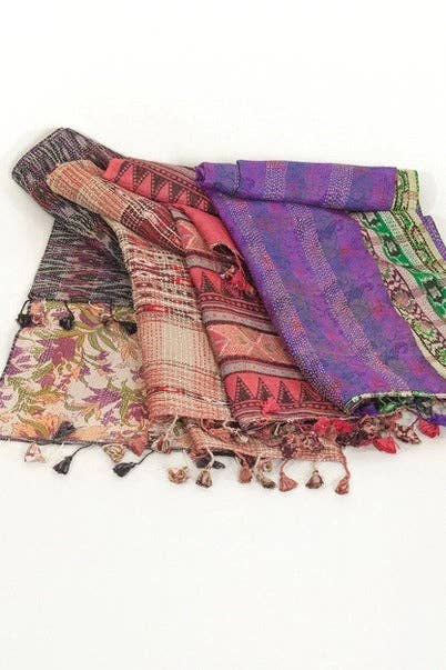 PEI - Wholesale Scarf - Women's - Kantha Silk Sari Scarves7