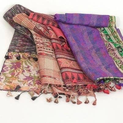 PEI - Wholesale Scarf - Women's - Kantha Silk Sari Scarves7