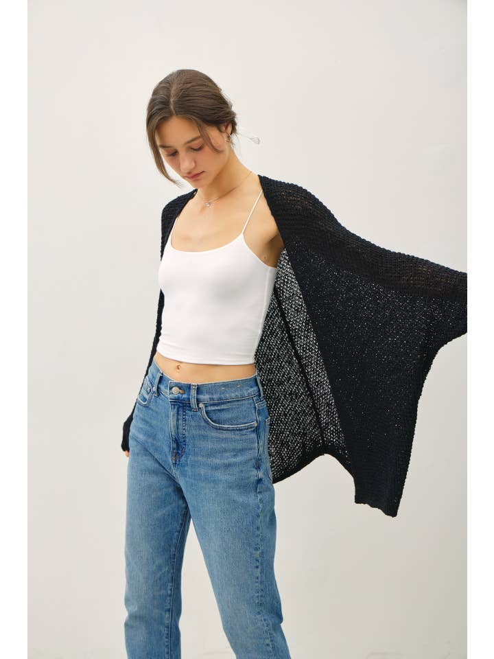 Be Cool - Wholesale Cardigan - Women's - OPEN FRONT LONG SLEEVE BREEZY YARN KNIT CARDIGAN