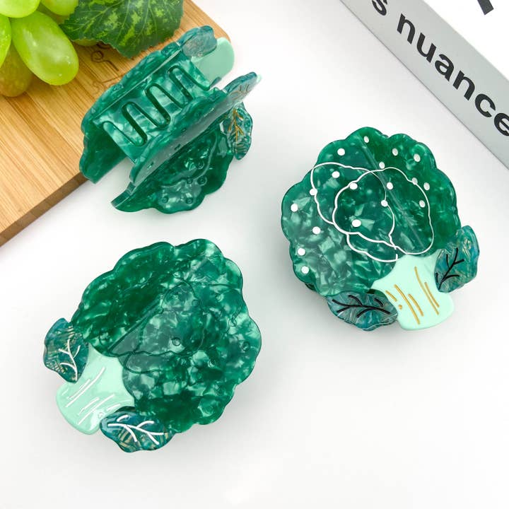 Green Broccoli Hair Claw Clip for wholesale by TheDivaSoap