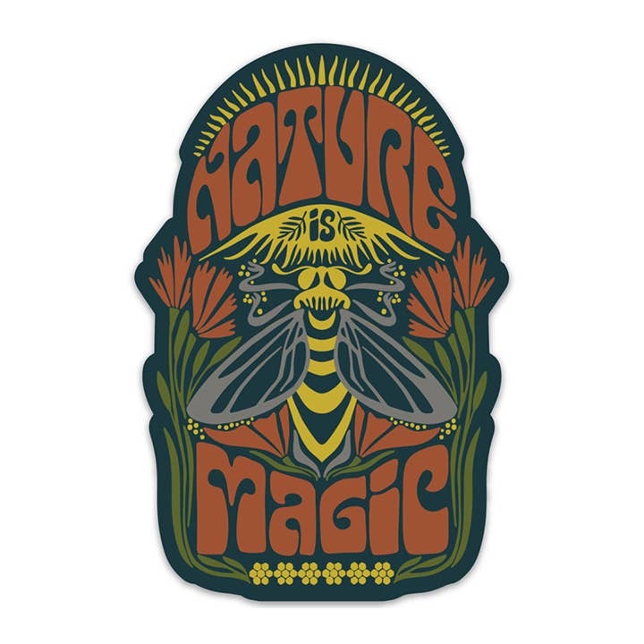 Adesivo con api e fiori: La natura è magica, stile Art Nouveau per la vendita all'ingrosso da parte di Bough & Antler Northwest Goods