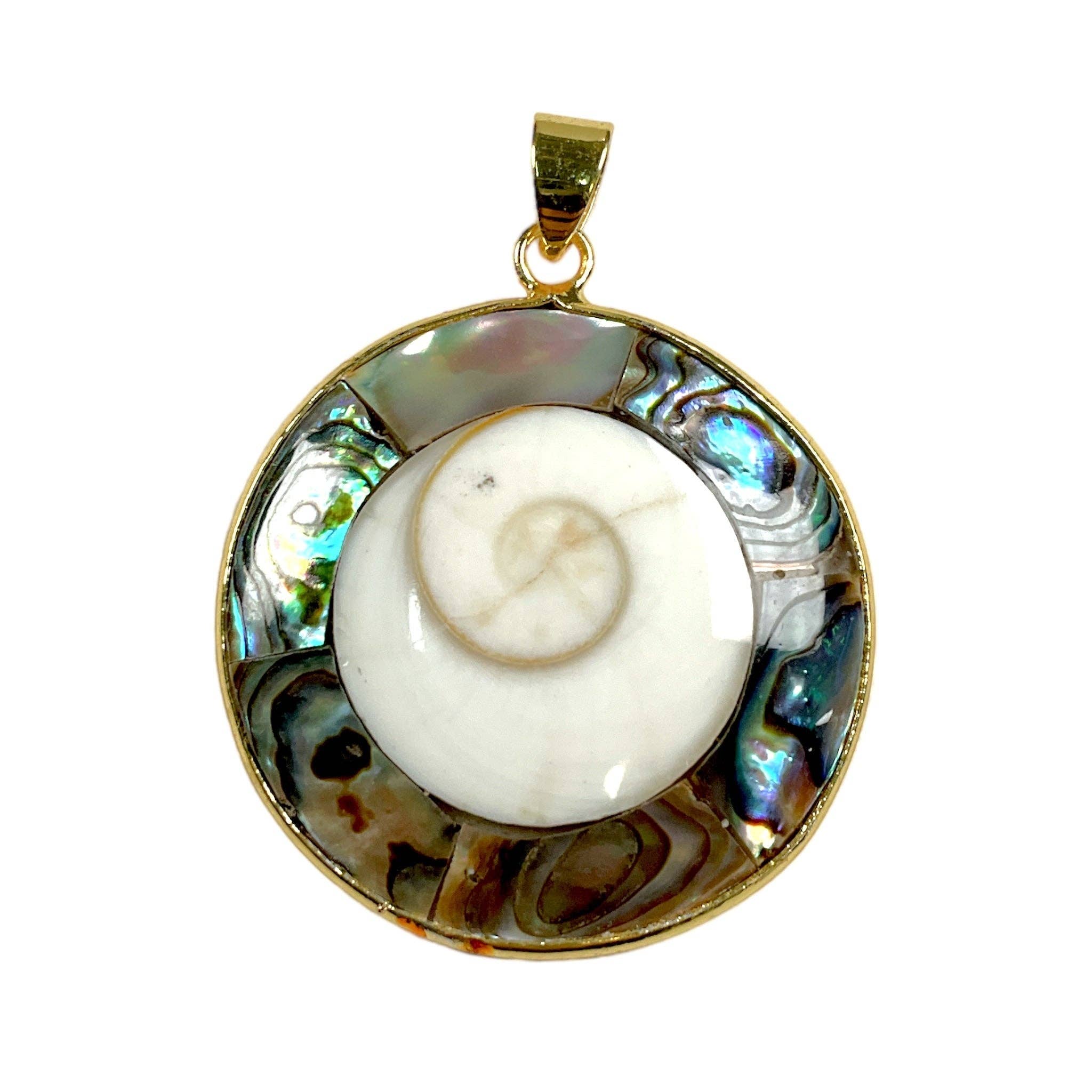 Foliesbijoux - Wholesale Individual Charm/Pendant - Saint Lucia Eye and Abalone pendant1