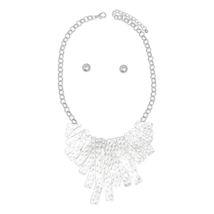 Bib Rigid Silver Oversized Metal Bar Plate Necklace for wholesale on Faire1