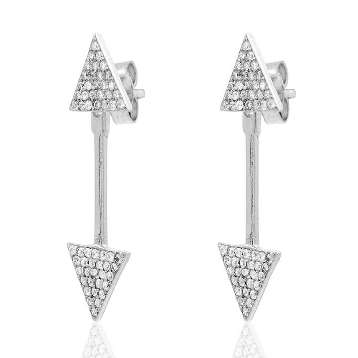 Long earrings/zirconia hoop - earjacket arrows for wholesale by Buganto