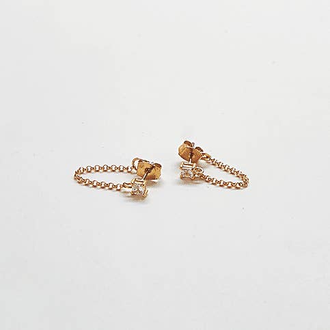 Cz Chain Huggie Earrings - Fall Jewelry for wholesale by Admiral Row Jewelry
