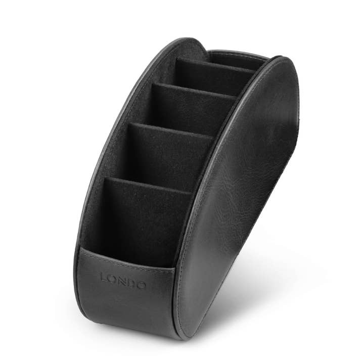 Londo - Wholesale Desk Organizer - Londo Remote Control Holder with 5 Pockets, Store DVD, Blu-Ray, TV, Roku or Apple TV Remotes, Italian Top Grain Leather with Suede Lining11