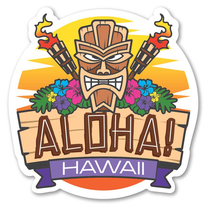 Coaster - Hawaii Aloha w/ Tiki Man and Torches for wholesale by Morris Magnets