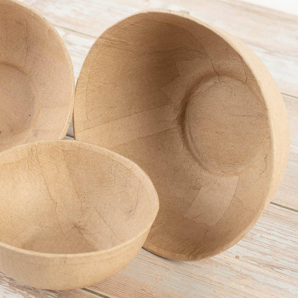 Factory Direct Craft - Wholesale Decorative Plate/Dish/Bowl - Natural Kraft Paper Mache Decorative Bowls (Set of 3)3